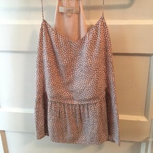 Print tank top with ruffle hem